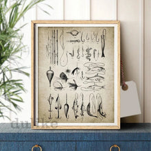 Cargar imagen en el visor de la galería, Póster Artístico en lienzo para pared de pesca con caña, pintura de razas de peces, imagen de pared de peces de agua dulce, regalo de pescador, decoración de cueva para hombre