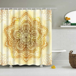 Indischer Mandala-Duschvorhang mit Blumenmuster, geometrisch, böhmische Badezimmervorhänge, Duschwandbehang, geometrische Duschvorhänge