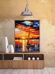 CHENISTORY cadre bateau à voile peinture à la main par numéros paysage moderne peinture par numéros mur Art toile peinture pour décors de maison