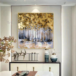 Hand Painted Abstract Trees Oil Painting On Canvas Modern Wall Art Hanging Picture Nordic Home Hotel Restaurant Aesthetics Mural