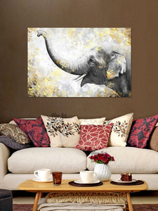 High Quality Added Gold Foil Elephant Animal Oil Painting Luxury Decoration For Home Hand-painted Picture Canvas Art Unframed