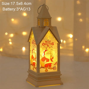 Christmas Pink White Castle LED Wind Lantern New Year 2024 Night Light Ornaments Christmas Decoration for Home Room Navidad Noel