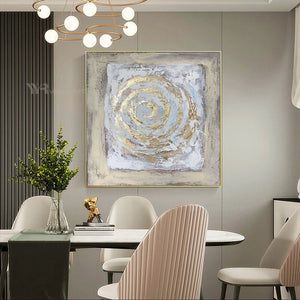 Nordic Abstract Canvas Painting Gold Circle Picture Interior Decor Handmade Acrylic Art Hanging Poster For Living Room Bedroom