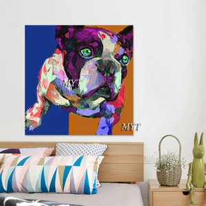 Dog Abstract Art Wholesale Of 3d Pictures Animal Head Wall Decoration Handmade Artwork Frameless Canvas For Acrylic Painting