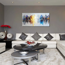 Carica l&#39;immagine nel visualizzatore della Galleria, Thick Textured Hand-painted Cityscape Modern Abstraction Oil Painting on Canvas Large Wall Art Pictures for Home Decor Bathroom