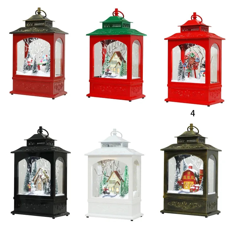 Christmas Snow Wind Lantern with Led Light and Music Fairy Night Lamp Ornament for Home Festival Party Backdrop Decoration 29EF