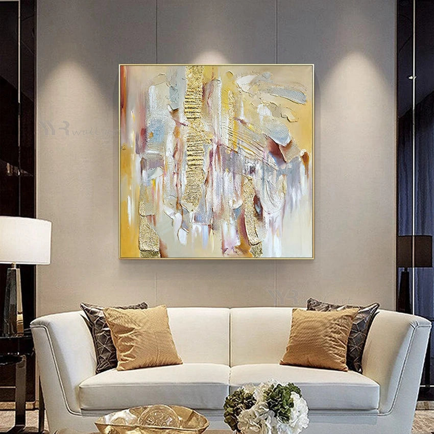 Wall Art Abstract Oil Painting Square Decor Poster Handmade Canvas Texture Mural Living Room Bedroom Restaurant Custom Picture