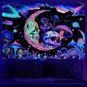 Tapiz fluorescente de cielo estrellado de Van Gogh, Mandala estético en la pared, tela para colgar, tapices Trippy, decoración psicodélica para la habitación del hogar