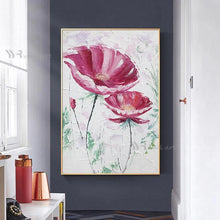 Carica l&#39;immagine nel visualizzatore della Galleria, Modern Wall Art Picture Red Flower Poster For Living Room Home Decoration Abstract Diagram Hand Painted Oil Painting On Canvas