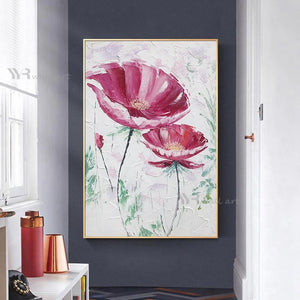 Modern Wall Art Picture Red Flower Poster For Living Room Home Decoration Abstract Diagram Hand Painted Oil Painting On Canvas