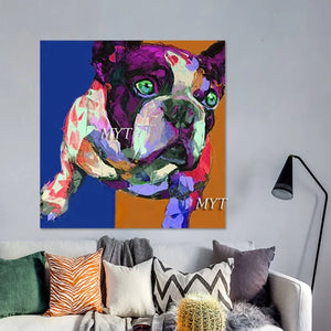 Dog Abstract Art Wholesale Of 3d Pictures Animal Head Wall Decoration Handmade Artwork Frameless Canvas For Acrylic Painting