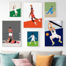 Cargar imagen en el visor de la galería, Fútbol baloncesto tenis béisbol boxeo arte Pop lienzo pintura carteles nórdicos e impresiones cuadros de pared para decoración para sala de estar