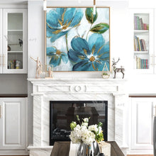 Загрузите изображение в программу просмотра галереи, Blue Texture Abstract Floral Acrylic Decor Mural Modern Handmade Wall Art Canvas Oil Painting For Living Room Bedroom Restaurant