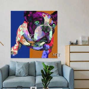 Dog Abstract Art Wholesale Of 3d Pictures Animal Head Wall Decoration Handmade Artwork Frameless Canvas For Acrylic Painting