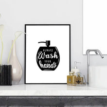 Charger l&#39;image dans la galerie, Affiches et imprimés de lavage des mains, tableau d&#39;art mural, peinture sur toile nordique pour toilettes modernes, salle de bains, toilettes, chambre d&#39;enfant, décoration de maison