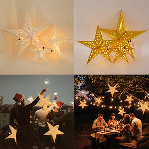 30-60cm Hollow Out Star Party Light Window Grille Paper Lantern Stars Lampshade Garden Hanging Decoration For Home Holiday Party