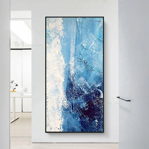 Nordic Blue Seascenery Waves Wall Picture For Proch Handmade Oil Painting On Canvas Art Hanging Poster For Living Room Bedroom