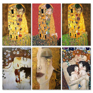 GATYZTORY Klimt Acrylgemälde nach Zahlen, Zeitvertreib, Öl, handgemaltes Leinwandgemälde, einzigartiges Geschenk, Wanddekoration