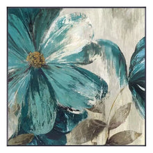 Carica l&#39;immagine nel visualizzatore della Galleria, Nordic Modern Abstract Large Blue Flowers Pure Handmade Oil Painting For Home Decoration  Bedroom  Dining Room Living Room Mural