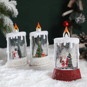 Luz de noche navideña, lámparas de viento con lentejuelas, decoración navideña para el hogar, habitación, adornos navideños al aire libre, regalo, lámpara con característica de agua de Papá Noel