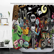Carica l&#39;immagine nel visualizzatore della Galleria, Nightmare Before Christmas Zombie Bride Jack Tenda da doccia Bagno Tessuto impermeabile Decorazione di Halloween con ganci