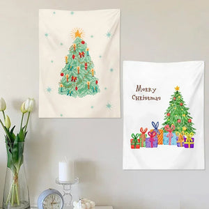 Tapiz de dibujos animados de Navidad, decoración de dormitorio, tapiz pequeño de pared, tapices artísticos bonitos para pared, tela colgante para sala de estar y dormitorio