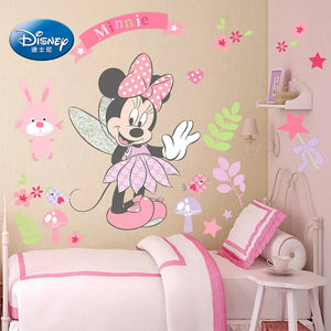 Pegatinas de pared navideñas de princesa bonita de Mickey y Minnie, póster de pared rota, arte de pared, calcomanía de coche, decoración para habitación de niños, murales de favores