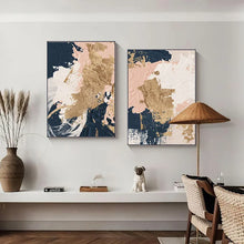 Загрузите изображение в программу просмотра галереи, Blue Pink Gold Abstract Poster HD Hand Painted Oill Painting Canvas Print Picture For Nordic Wall Art Home Room Decor Wholesale