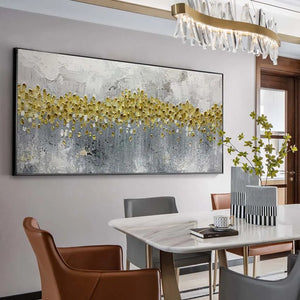 Nordic Luxury Home Wall Decoration Oil Painting Handmade Art Abstract Gold Foil Canvas Mural With Textured Aesthetics New Poster