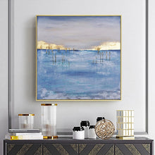 Load image into Gallery viewer, Canvas Painting Wall Art Abstract Gold Decor Picture Handmade Oil Painting Blue Hang Poster Artwork For Living Room Hotel Porch