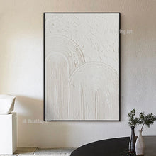 Cargar imagen en el visor de la galería, Lienzo acrílico grueso con textura pesada, pinturas al óleo blancas, arte pintado a mano, lienzo abstracto, decoración de pared, obras de arte para el hogar