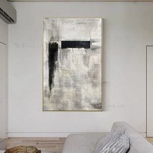 Black White Abstract Texture Oil Painting Handmade Canvas Decoration Poster Living Room Bedroom Study Wall Art Acrylic Picture