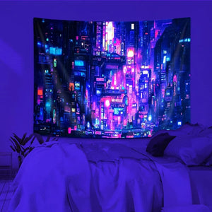 Tapiz fluorescente Cyberpunk de NYMB, tapiz Hippie de fantasía psicodélica ultravioleta de astronauta para colgar en la pared para decoración de dormitorio