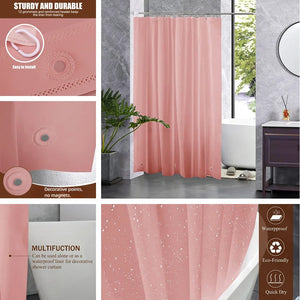 Clear Shower Curtain Waterproof White Plastic Bath Curtains Liner Transparent / Pink Bathroom Mildew PEVA Home Luxury with Hooks