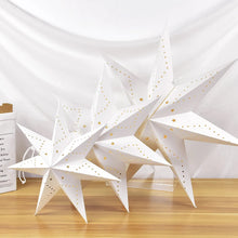 Carica l&#39;immagine nel visualizzatore della Galleria, Grande stella scavata a LED con luce a sospensione per feste, ornamento luminoso con stella 3D, lanterna di carta, decorazione per la casa, lampada per vacanze di nozze