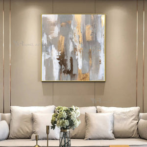 New Abstract Gold Foil Oil Painting Handmade Art Decoration Canvas Picture Modern Home Hotel Restaurant Wall Art Hanging Poster