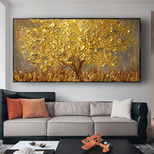 Charger l&#39;image dans la galerie, Toile d&#39;art mural abstrait d&#39;arbre doré peint à la main de haute qualité, peintures à l&#39;huile modernes, décor d&#39;images murales pour salon