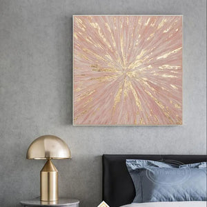 Wedding Decoration Gold And Pink Wall Art Poster Handmade Abstract Oil Painting On Canvas Hang Picture For Living Room Bedroom