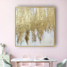 Cargar imagen en el visor de la galería, Imagen de arte de pared dorada moderna hecha a mano, pintura al óleo de oro pintado a mano, decoración del hogar, murales colgantes para sala de estar de alta calidad, 100%