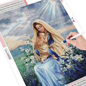HUACAN-pintura de diamante 5d de la Virgen María, bordado de diamantes, punto de cruz, imágenes religiosas de diamantes de imitación, Kit de artesanía en mosaico