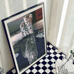 HUACAN-Kit de pintura de diamante 5D de gato, mosaico de diamantes, Animal, bordado de diamantes cuadrados completo, venta de imagen de diamantes de imitación, decoración del hogar