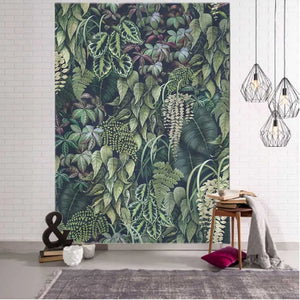 Tapiz de hojas de plantas tropicales, colgante de pared de palmera de la selva, decoración de pared de habitación psicodélica Bohemia, arte de paisaje natural, decoración del hogar