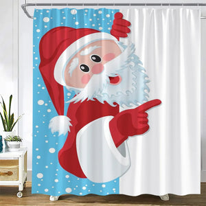 Christmas Shower Curtains Funny Snowman Fir Branch Gift Xmas Ball New Year Holiday Fabric Home Bathroom Decor Bath Curtain Sets