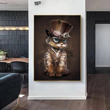 Laden Sie das Bild in den Galerie-Viewer, Tiere Steampunk Katze Leinwand Malerei abstrakte Kunst Poster und Drucke lustige Wand Cuadros Kunst Bild für Wohnzimmer Home Decor