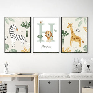 Lion girafe zèbre Jungle animaux pépinière mur Art toile peinture nordique affiches et impressions photos murales bébé enfants chambre décor