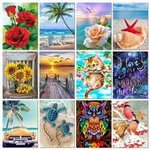 Cargar imagen en el visor de la galería, Pintura de diamante 5D, paisaje costero, Animal, mosaico de diamantes de imitación redondo completo, bordado de gemas artesanal, punto de cruz, regalo de decoración del hogar