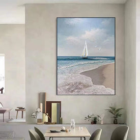 Home Decor Oil Painting Living Room Bedroom Porch Hanging Poster Hand Painted Sea View Abstract Wall Art Acrylic Canvas Murals