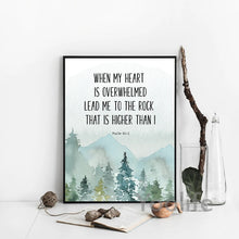 Laden Sie das Bild in den Galerie-Viewer, Bibelvers Psalm 61 2 Christliche Wandkunst auf Leinwand, Gemälde „When my heart is overwhelmed“, Zitate, Poster, Drucke, Bild, Heimdekoration