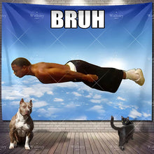 Cargar imagen en el visor de la galería, Tapiz divertido con diseño de Tnigke Lesmus Bruh Flying Starry Sky Midget Meme para dormitorio, decoración del hogar, manta colgante de pared