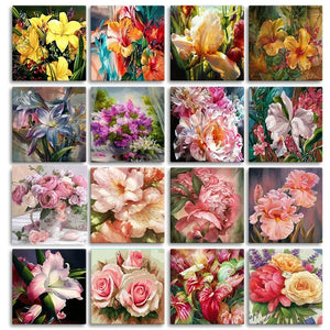 GATYZTORY 60X75 см картина маслом по номерам цветной цветок DIY краска по номерам на холсте домашний декор безрамная цифровая живопись